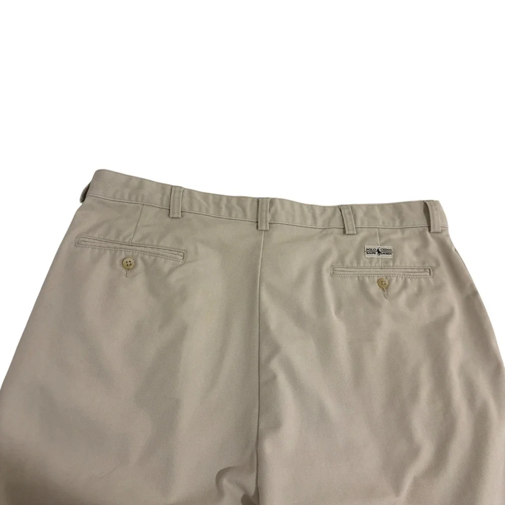 Polo Ralph Lauren Double Pleated Andrew Pant Mens 38x31 Khaki Tan Chino Relaxed